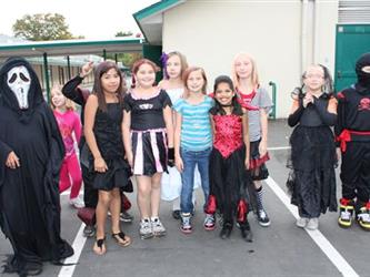 Group of students wearing costumes