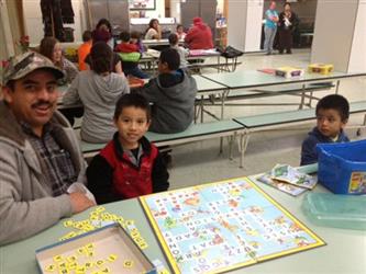 Students playing board games