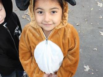 A student in a dog costume
